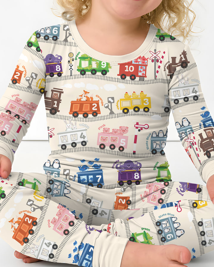 Color Train Bamboo Two Piece Long Sleeve Pajama Set