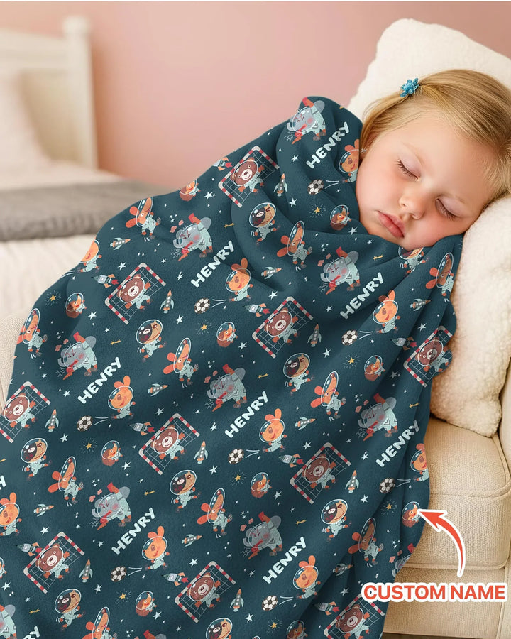 Space Soccer Bamboo Blanket