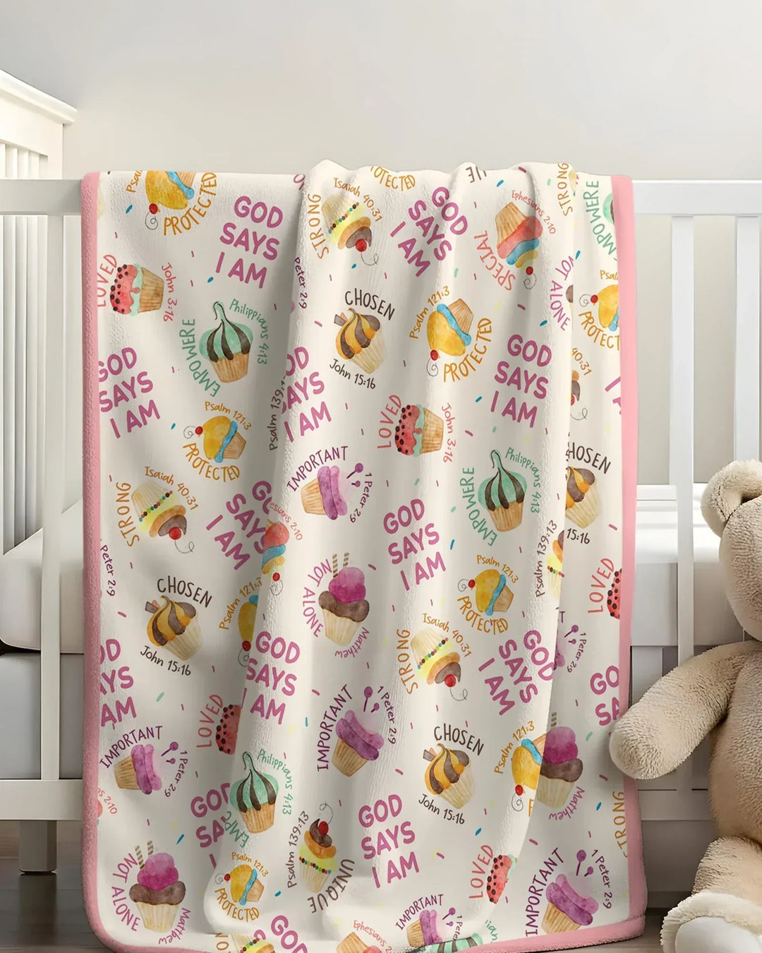 Cute Cupcake God Says I Am Bamboo Blanket