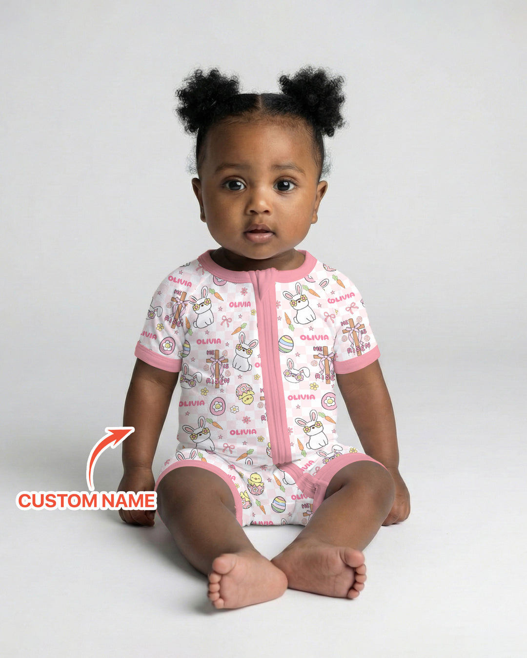 Custom Name Retro Easter Shorty Zippy