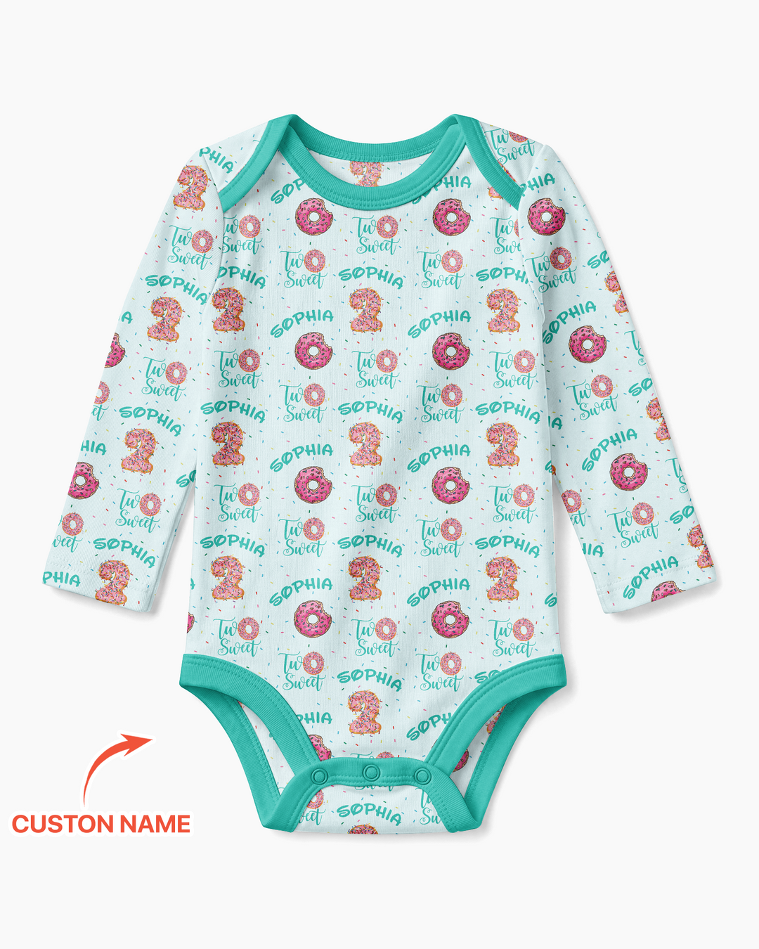 Custom Name Two Sweet Donut Bamboo Bodysuit