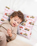Funda de almohada de bambú a juego con camiones de San Valentín con nombre personalizado para la familia