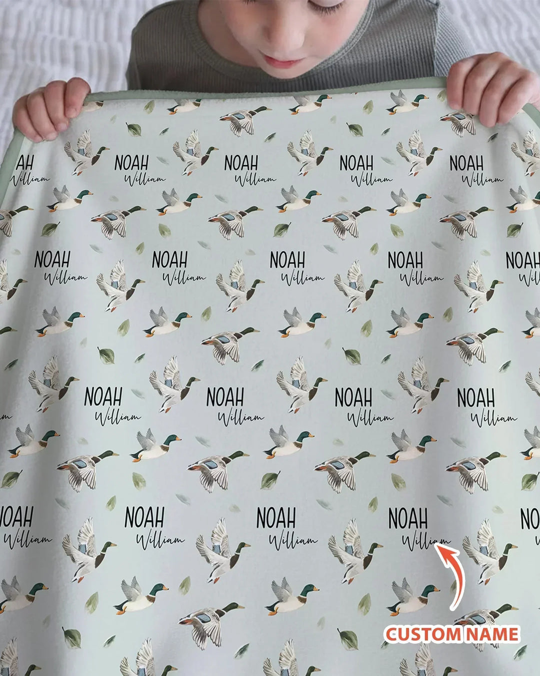 Custom Name Mallard Duck Bamboo Blanket