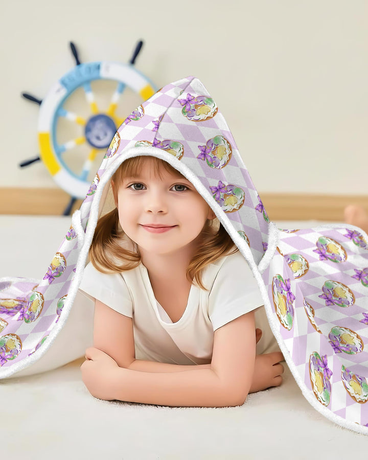 Mardi Gras Donut Wearable Hooded Blanket