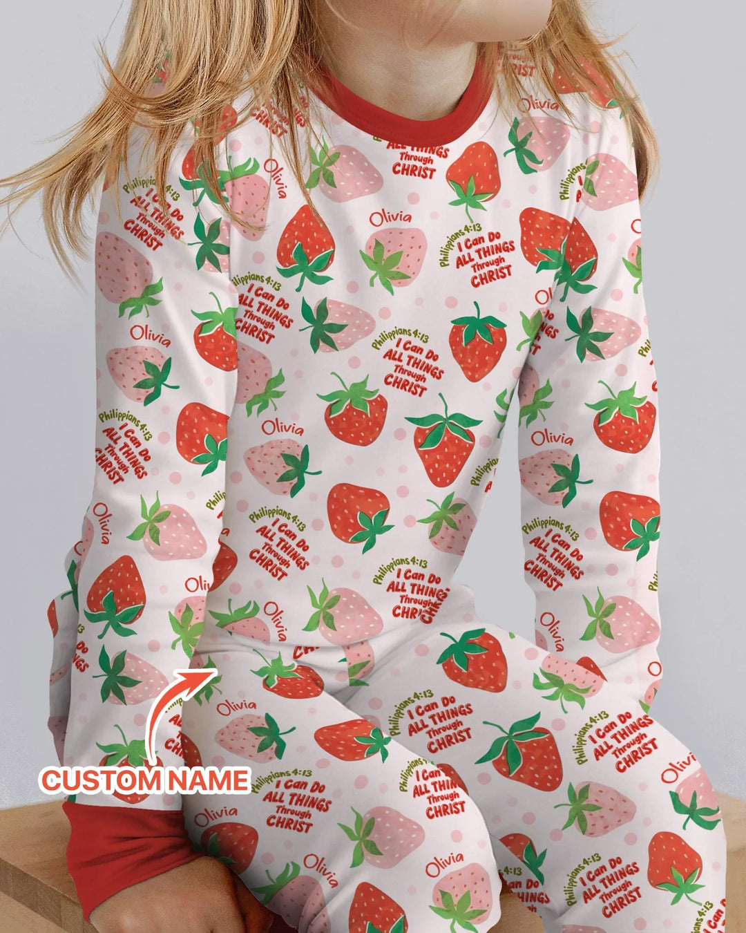 Conjunto de Pijama de Dos Piezas de Manga Larga de Bambú "Todo lo puedo en Cristo"