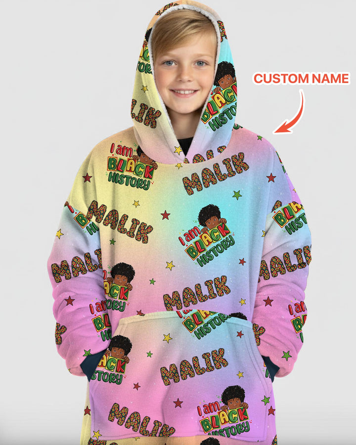 Custom Name I Am Black History Custom Blanket Hoodie