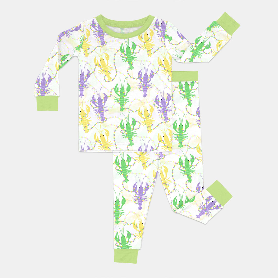 Mardi Gras Crawfish Family Matching Two Piece Long Sleeve Pajama Set