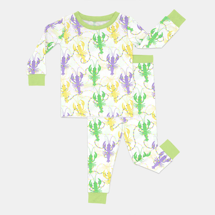 Mardi Gras Crawfish Family Matching Two Piece Long Sleeve Pajama Set