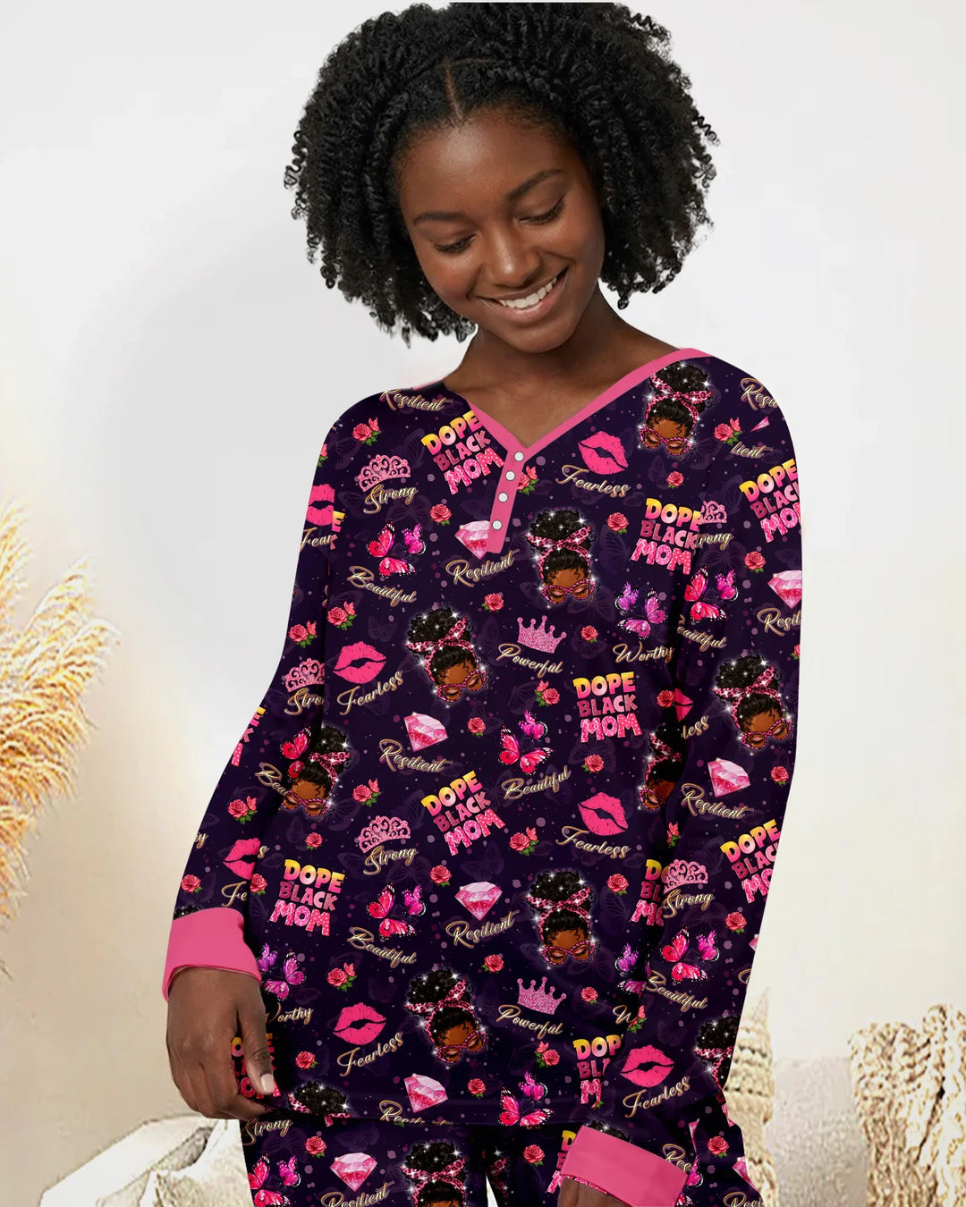 Dope Black Queen Bambus Schlafanzug Set für Damen