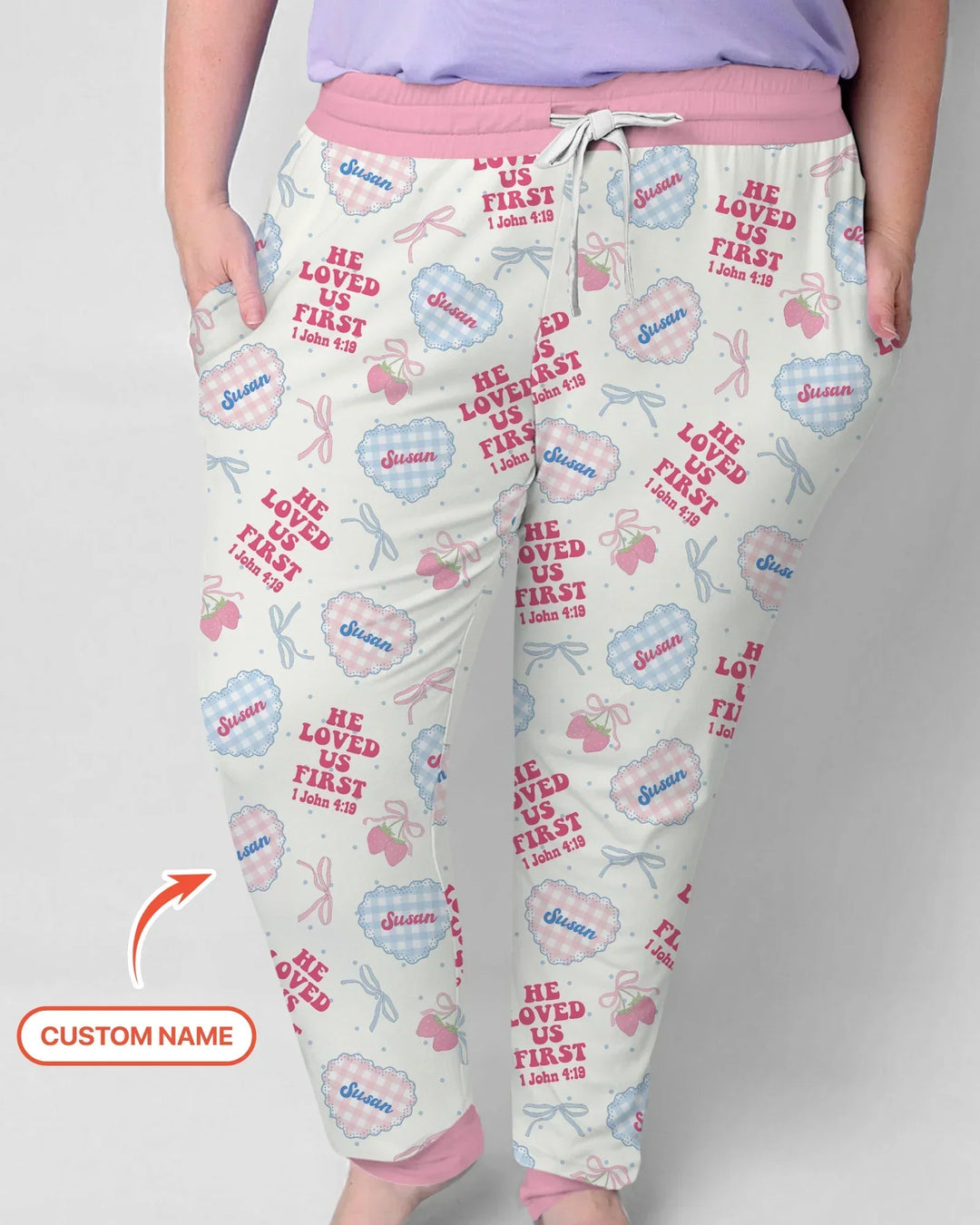 He Loved Us First Custom Name Bamboo Women Pajama Set