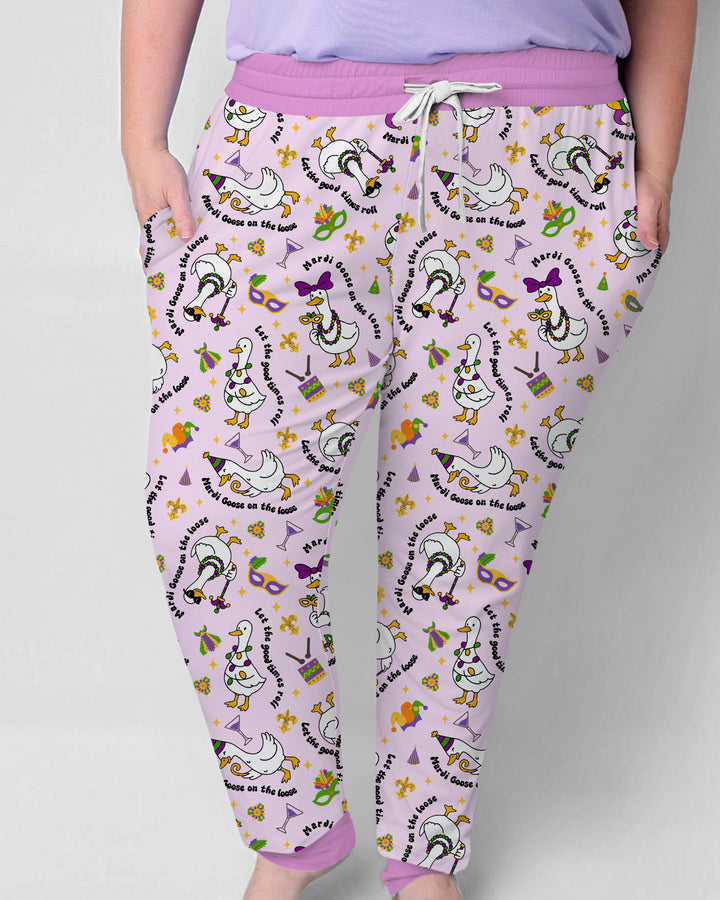 Mardi Gras Silly Goose Women Pajama Set