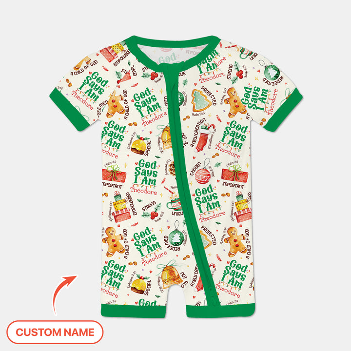 God Says I Am Custom Name Joyful Christmas Shorty Zippy