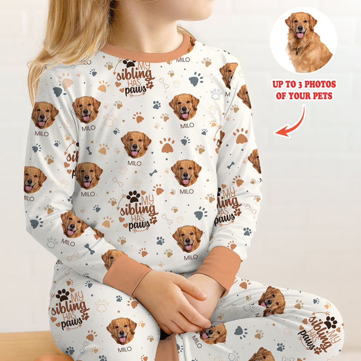 My Siblings Have Paws Upload Photo Two Piece Long Sleeve Pajama Set