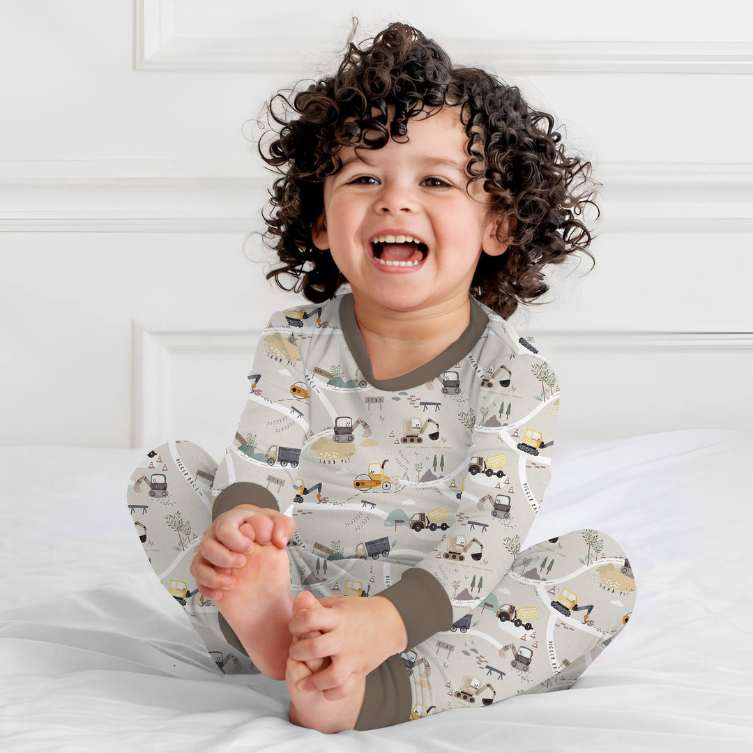Diggers Route Map Two Piece Long Sleeve Pajama Set