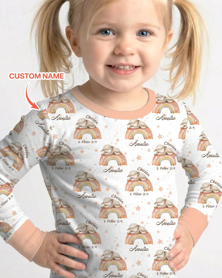 Chosen As His Own Custom Name Bamboo Two Piece Long Sleeve Pajama Set