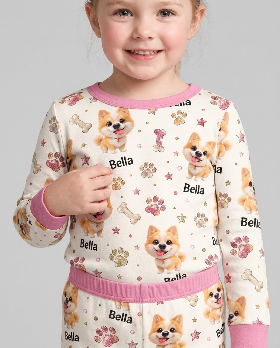 Little Cute Dogs Bamboo Two Piece Long Sleeve Pajama Set