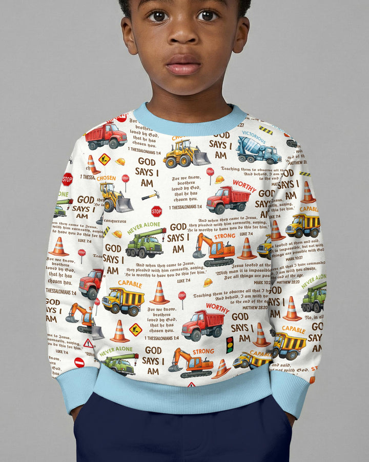 Bible Verse Construction Trucks  Crewneck Sweatshirt