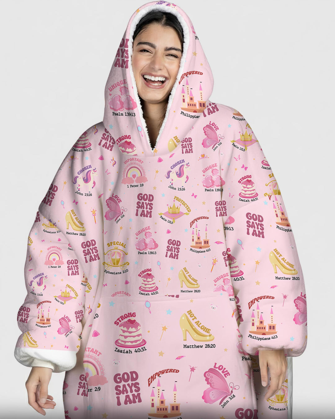 God Says I Am Girl Wearable Blanket Hoodie