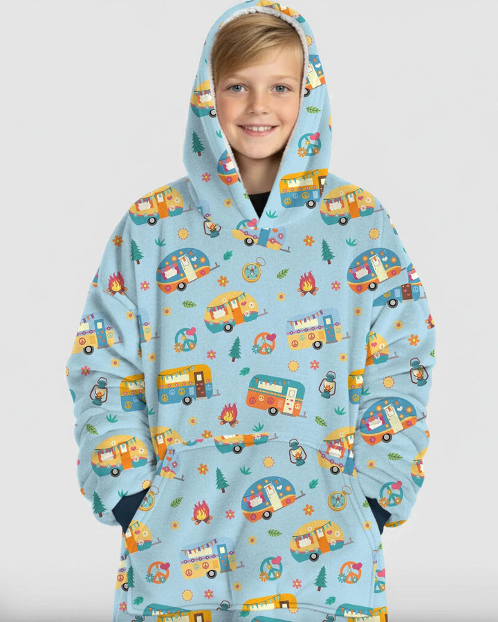 Happy Little Camper Bamboo Blanket Hoodie
