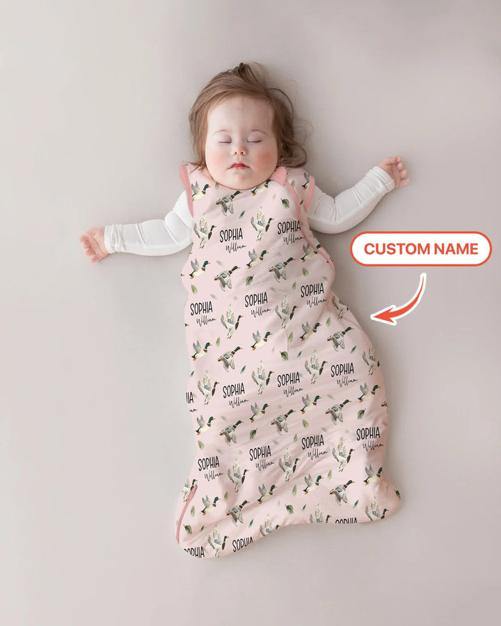 Custom Name Mallard Duck Bamboo Sleep Bag