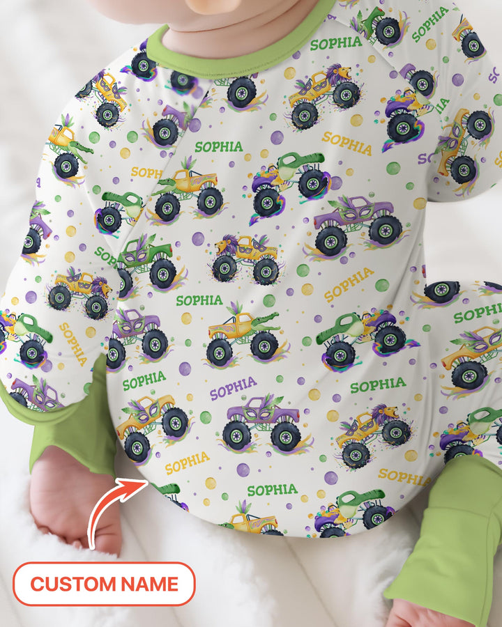 Custom Name Mardi Gras Monster Trucks Convertible Zippy