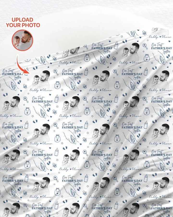 Custom Photo Our First Father's Day Together swaddle blanket