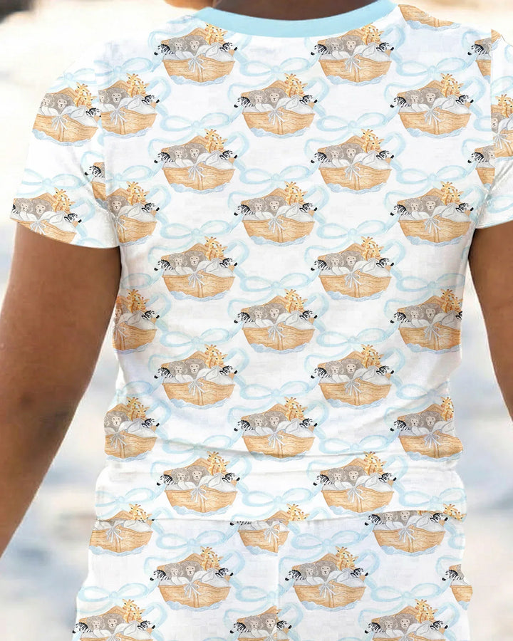 Noah's Ark Bamboo Two Piece Short Sleeve Pajama Set