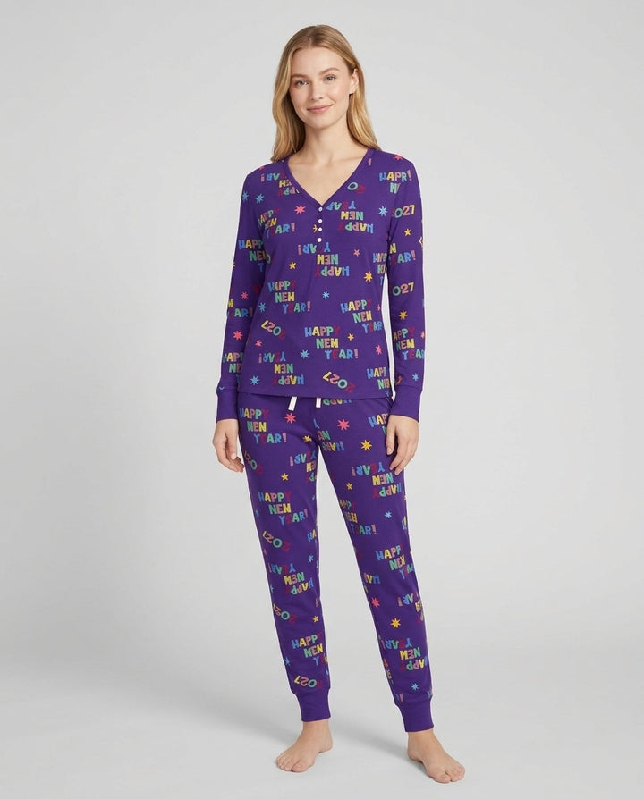 Retro Happy New Year 2027 Bamboo Women Pajama Set