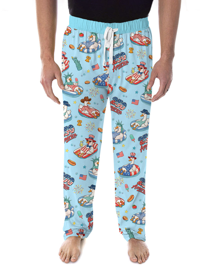 250 America Patriotic Goose Family Matching Bamboo Men's Pajama Set