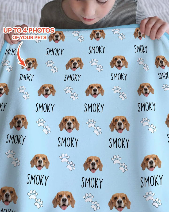 Custom Name and Pet Photos Blanket