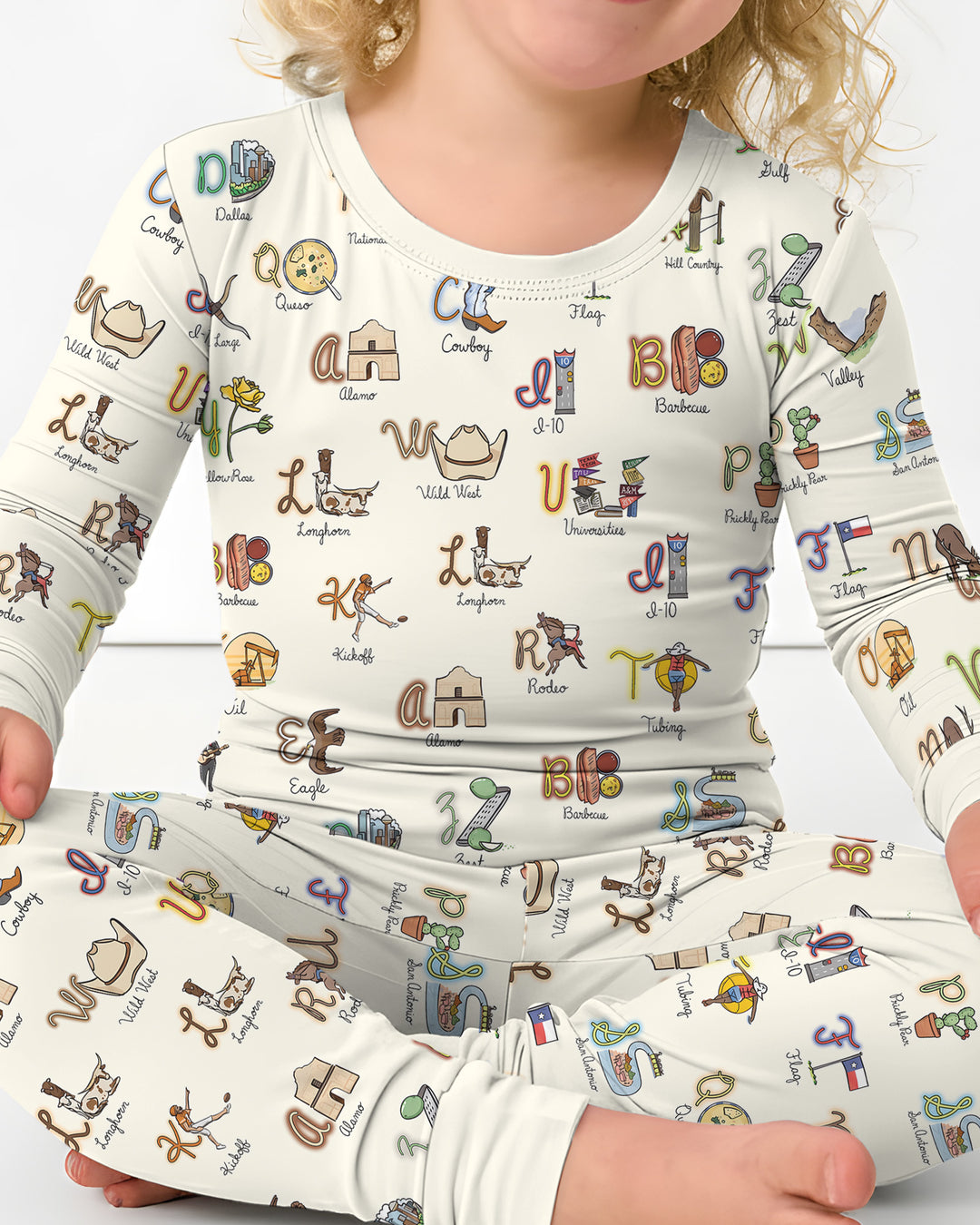 Texas Alphabet Bamboo Two Piece Long Sleeve Pajama Set