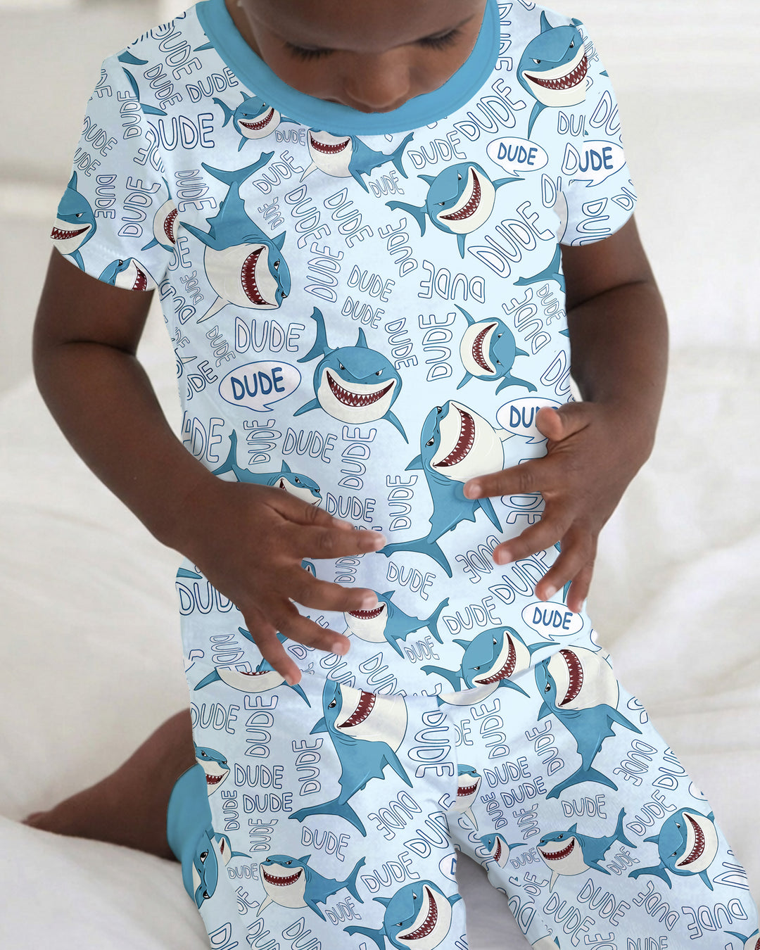 Conjunto de pijama de dos piezas de manga corta de bambú