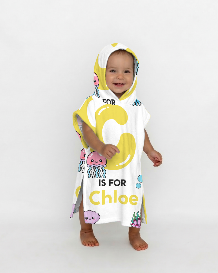 Personalised Ocean Theme Oversized Bamboo Swim Poncho