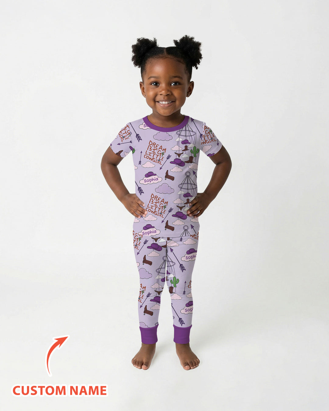 Litlle Cowboy Sis Bro Matching  Bamboo Two Piece Short Sleeve Pajama Set