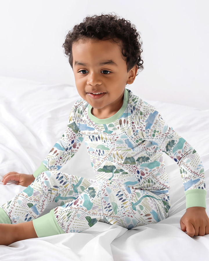 Whimsical Psalms 23 Map Bamboo Two Piece Long Sleeve Pajama Set