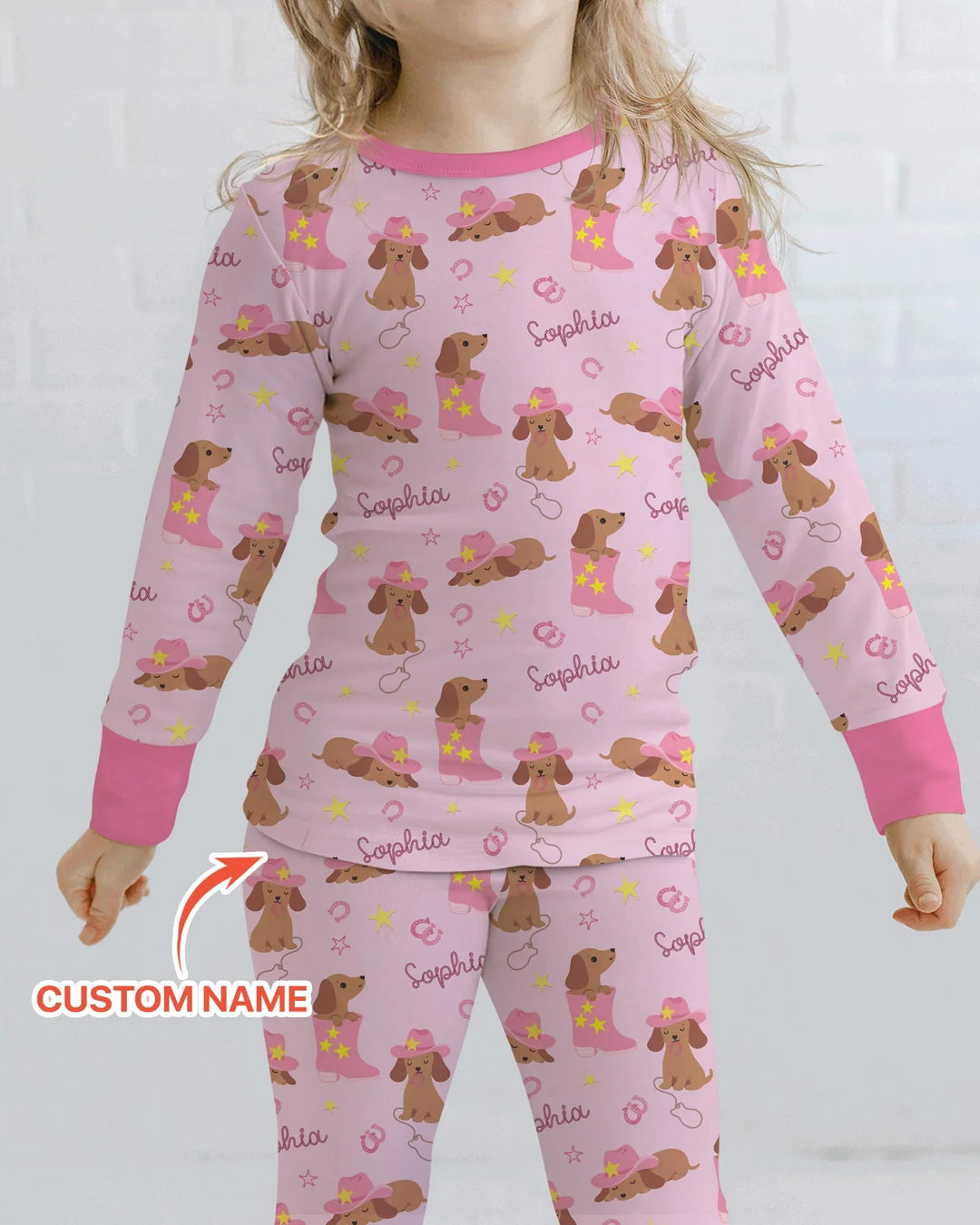 Howdy Dachshund Two Piece Long Sleeve Pajama Set