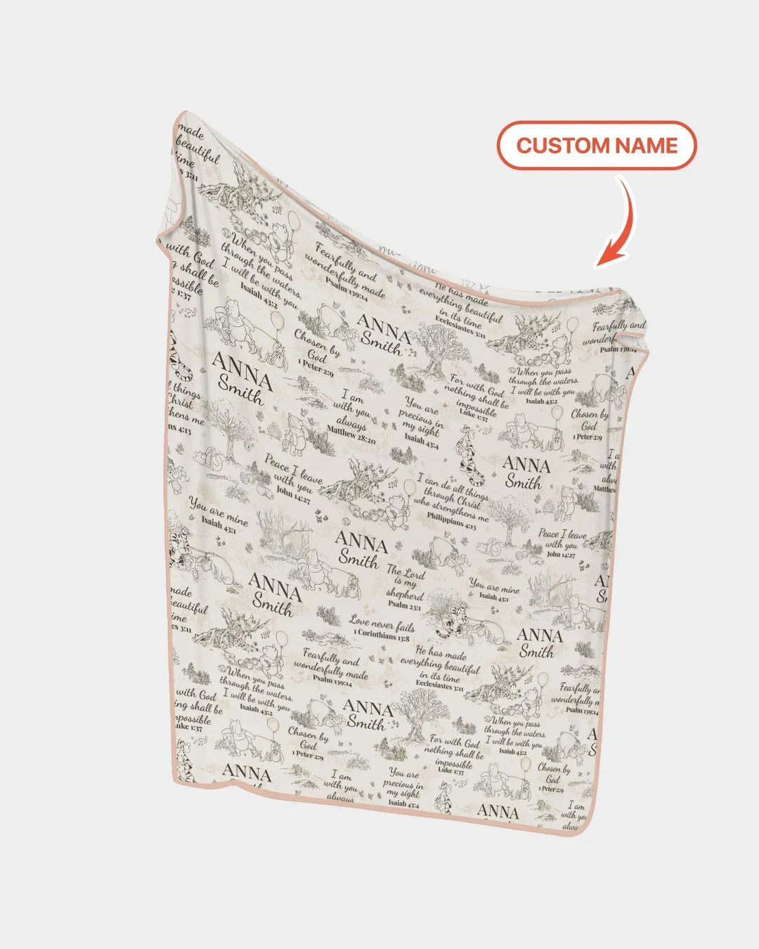 Manta de bambú personalizada con versículo bíblico del Oso Clásico