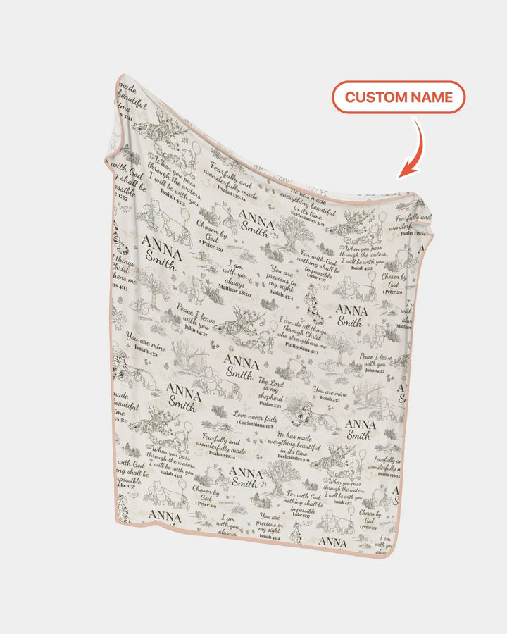 Manta de bambú personalizada con versículo bíblico del Oso Clásico