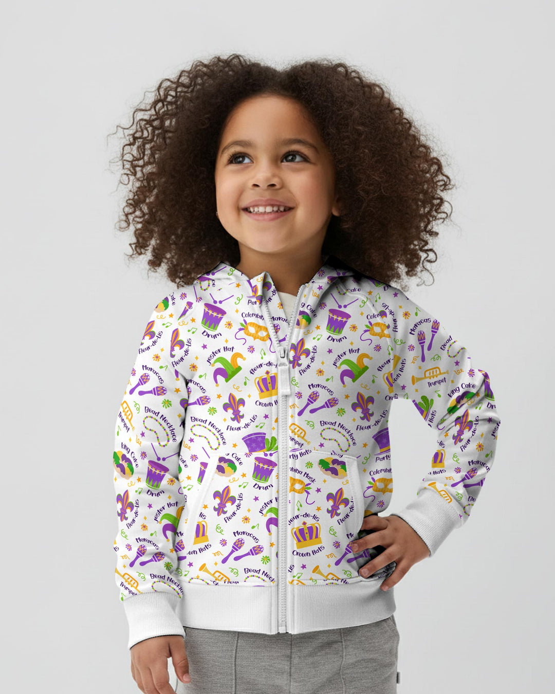 Mardi Gras Family Matching Zip Hoodie