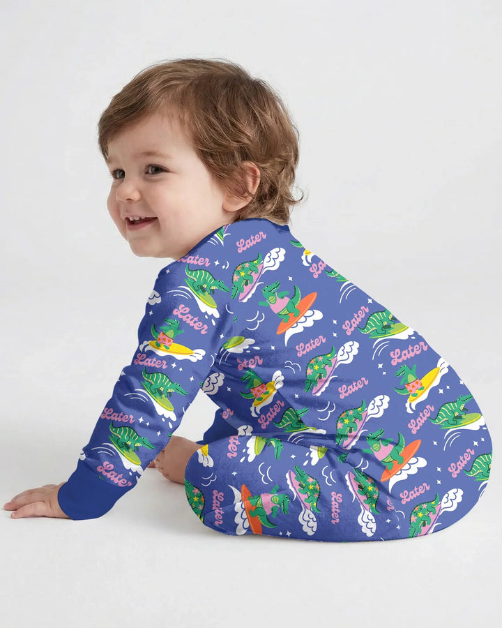 Zippy convertible de bambú con caimán bordado para verano