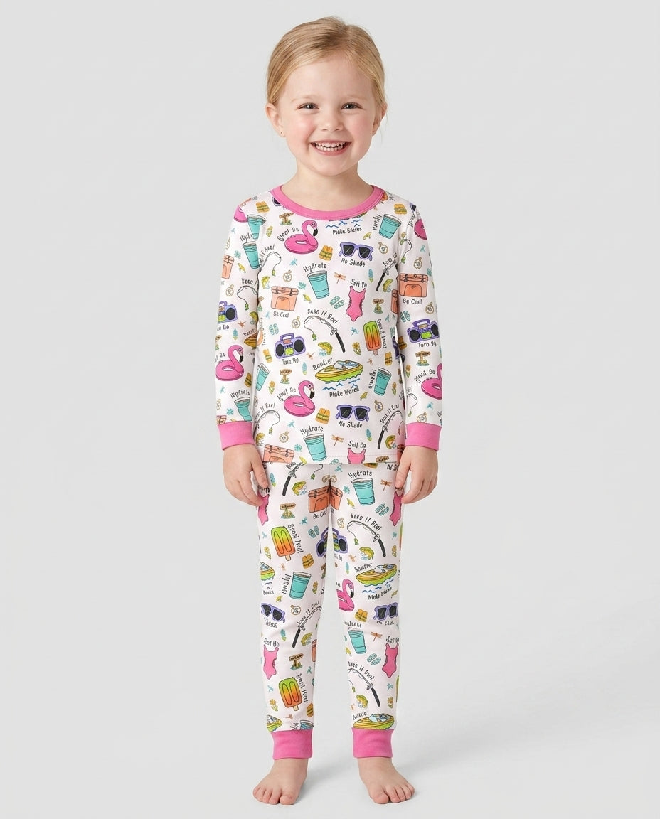 Zweiteiliges Langarm-Pyjama-Set mit Sommerfrüchten