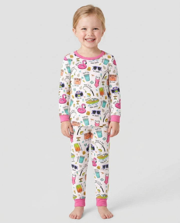 Zweiteiliges Langarm-Pyjama-Set mit Sommerfrüchten
