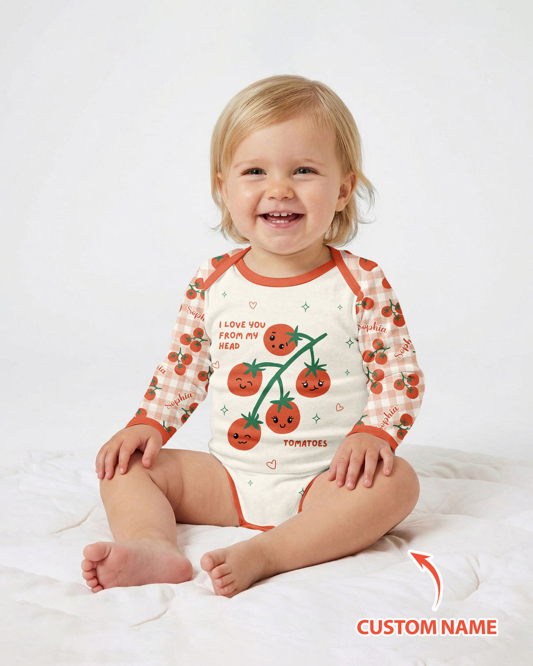 I Love You From My Head Tomatoes Custom Name Bamboo Bodysuit