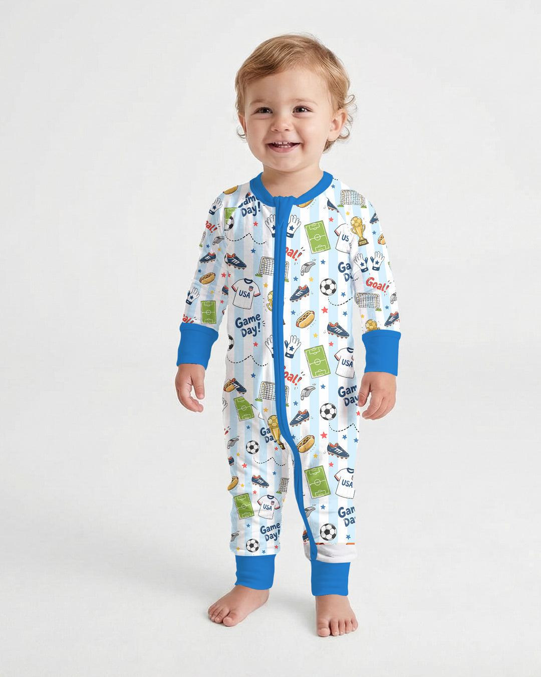 Striped Soccer Game Day Family Matching Bamboo Convertible Zippy