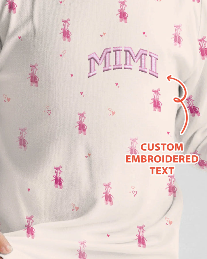 Custom Embroidered Mommy and Me Matching Bamboo Two Piece Long Sleeve Pajama Set