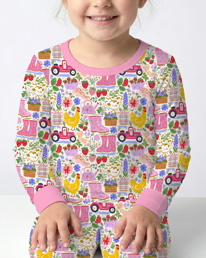 Farm Life Mommy & Me Matching Bamboo Two Piece Long Sleeve Pajama Set