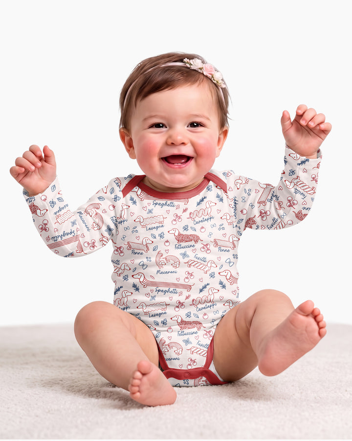 Funny Dachshund Pasta Pups Bamboo Bodysuit