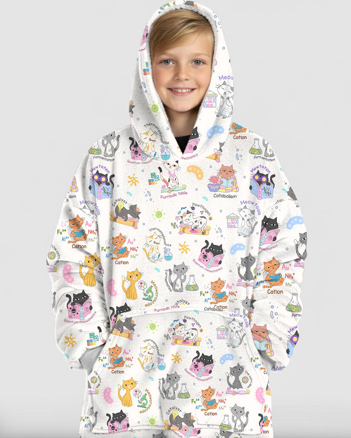 Funny Cat Love Scientist Bamboo Blanket Hoodie
