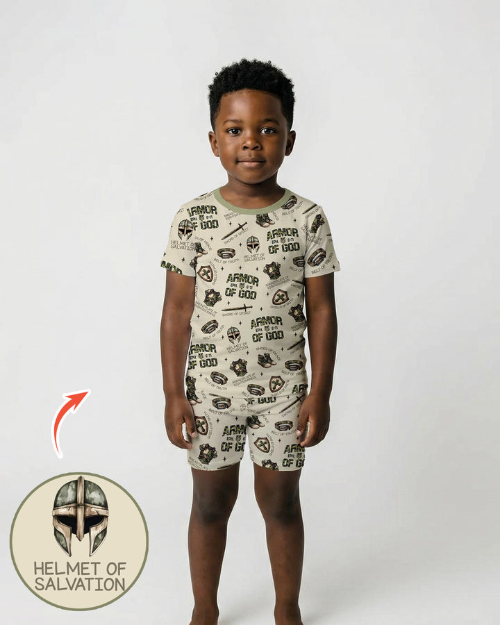 Camo Armor Of God Bamboo Two Piece Short Sleeve Shorts Pajama Set