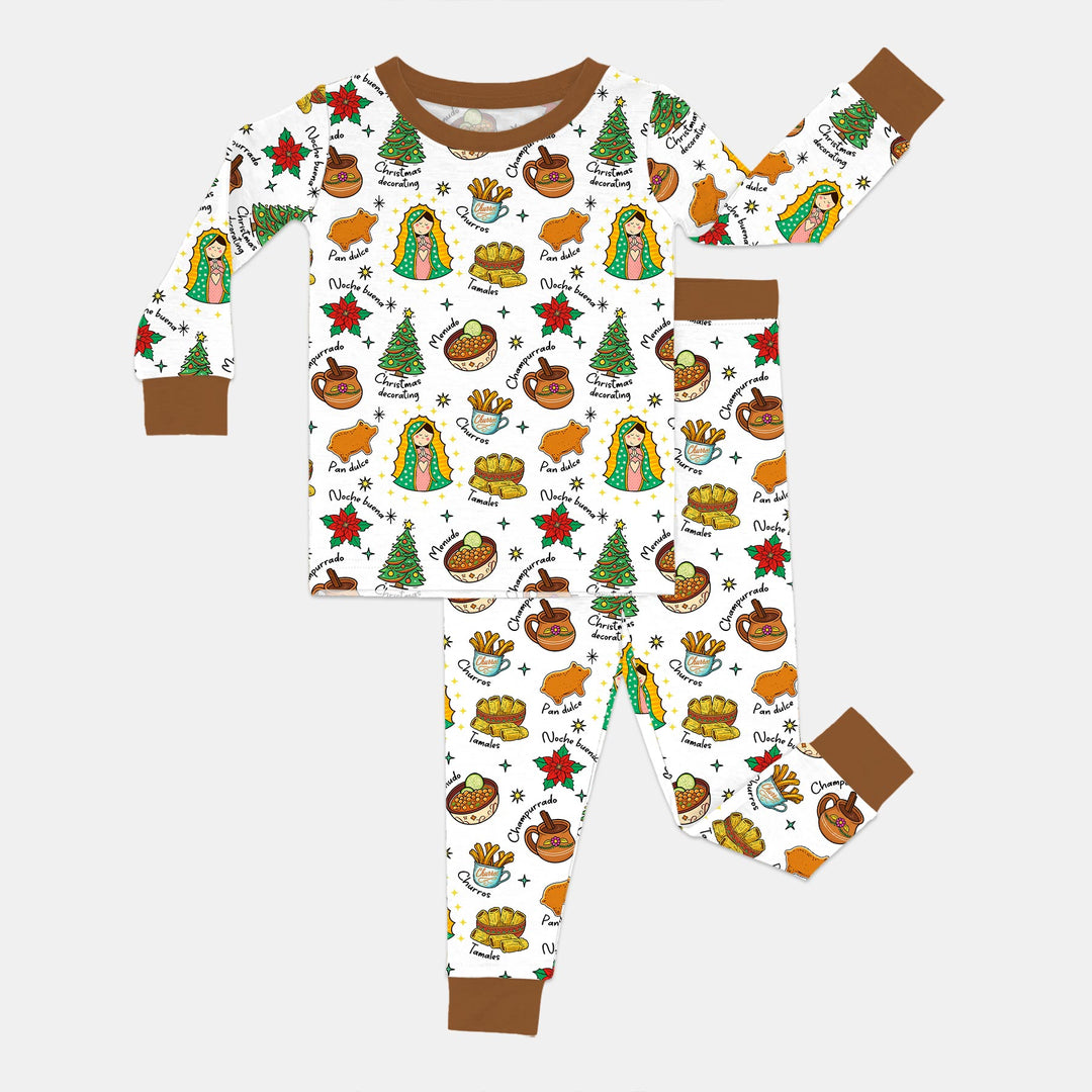 Zweiteiliges Langarm-Pyjama-Set mit Sommerfrüchten